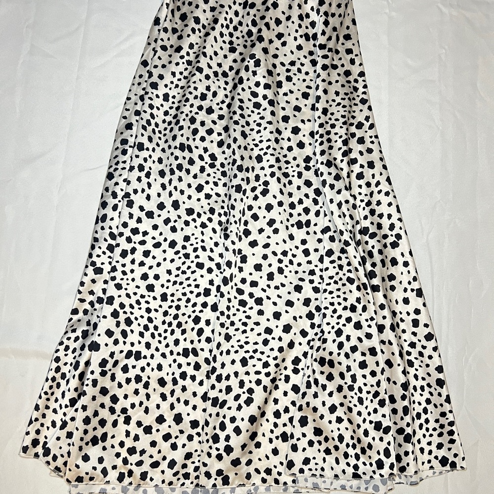 Nasty Gal Black and White Spotted A-Line Skirt